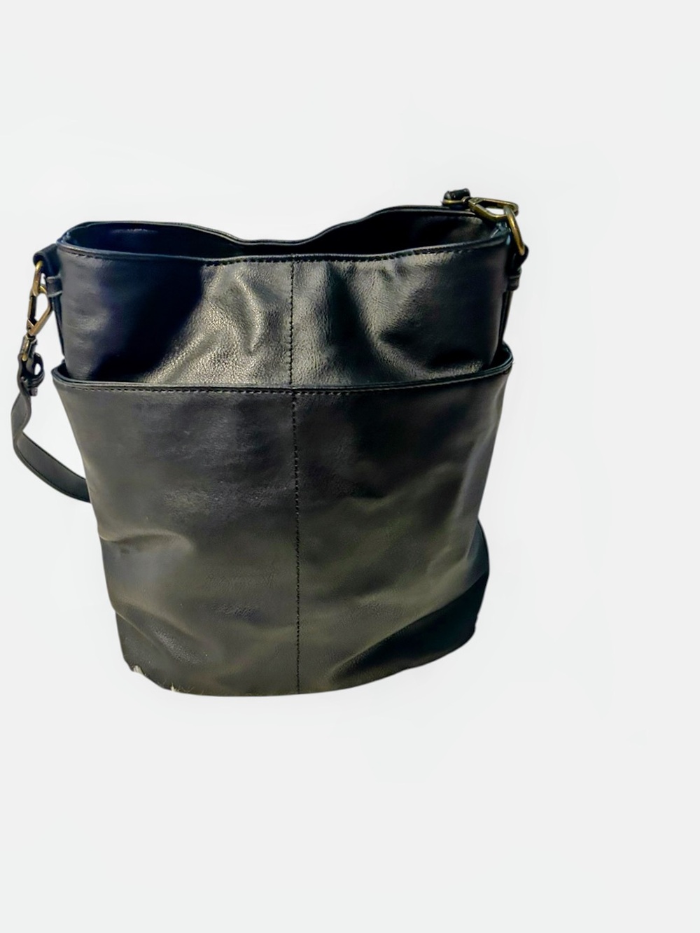 Classic Black Leather Bucket Bag